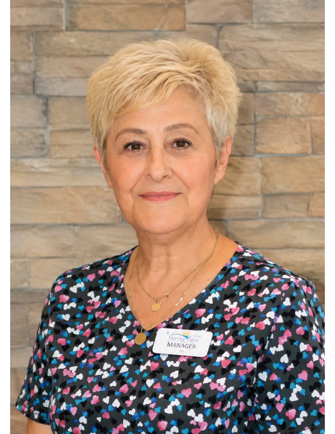 female business worker with long silver hair